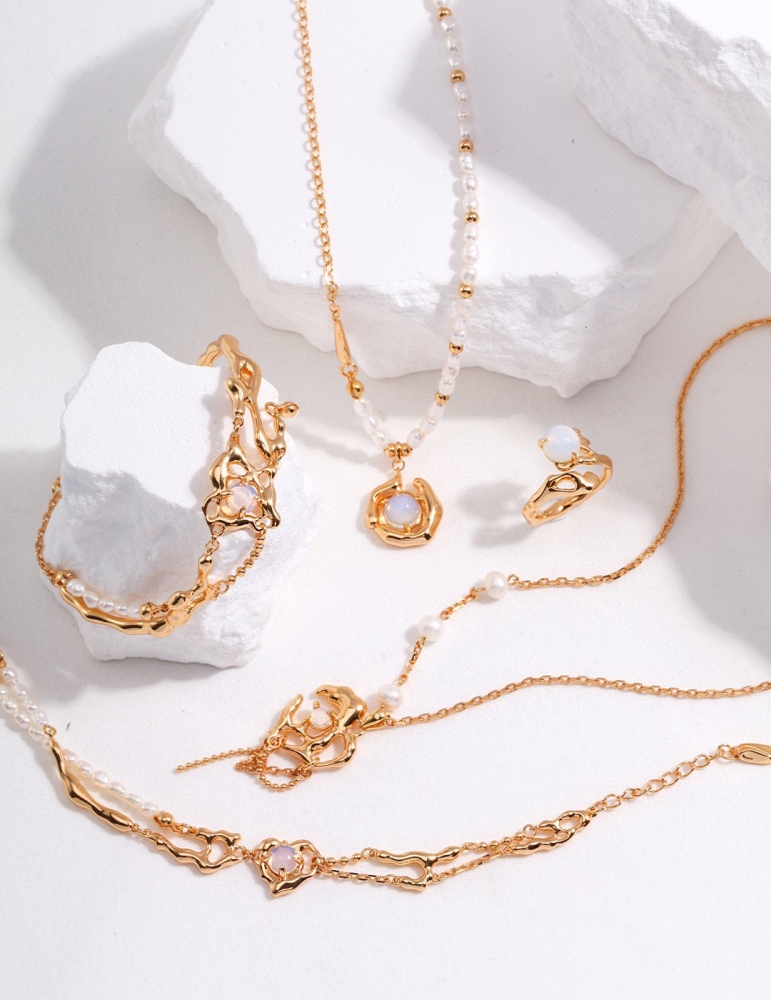 S925 Silver Natural Pearl Opal Necklace