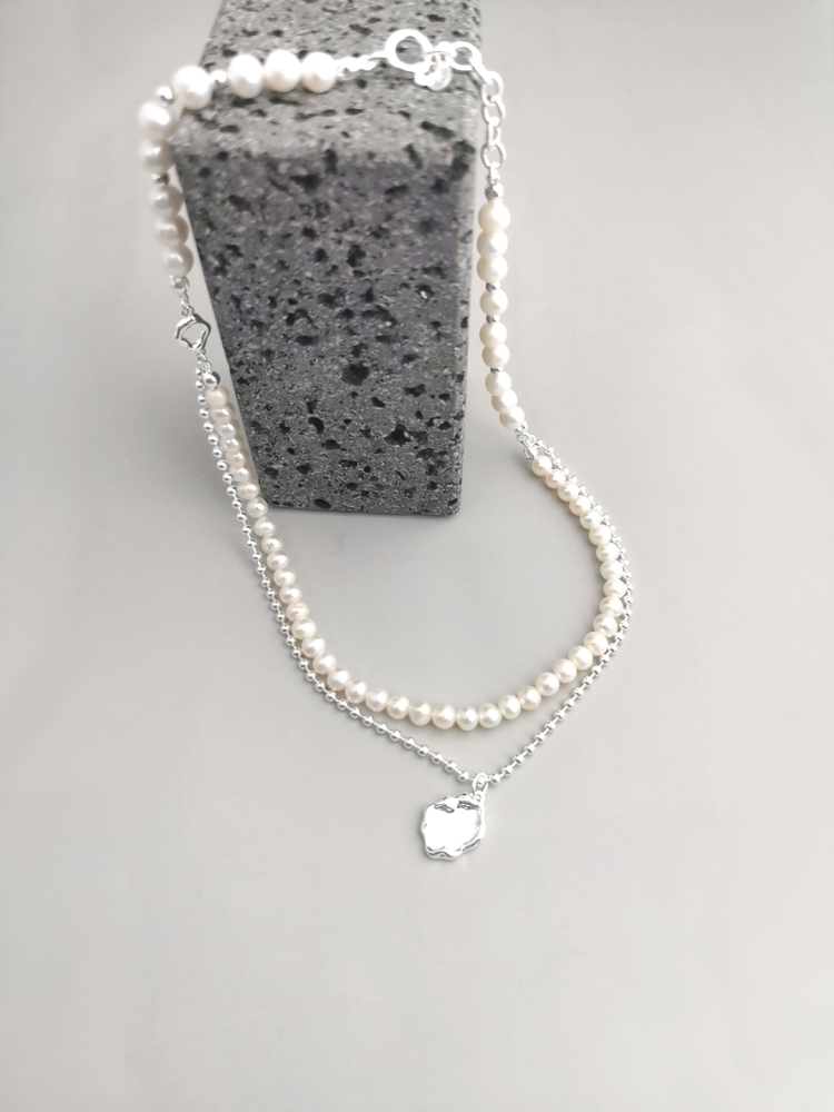 925 Sterling Silver Pearl Double-Layer Necklace