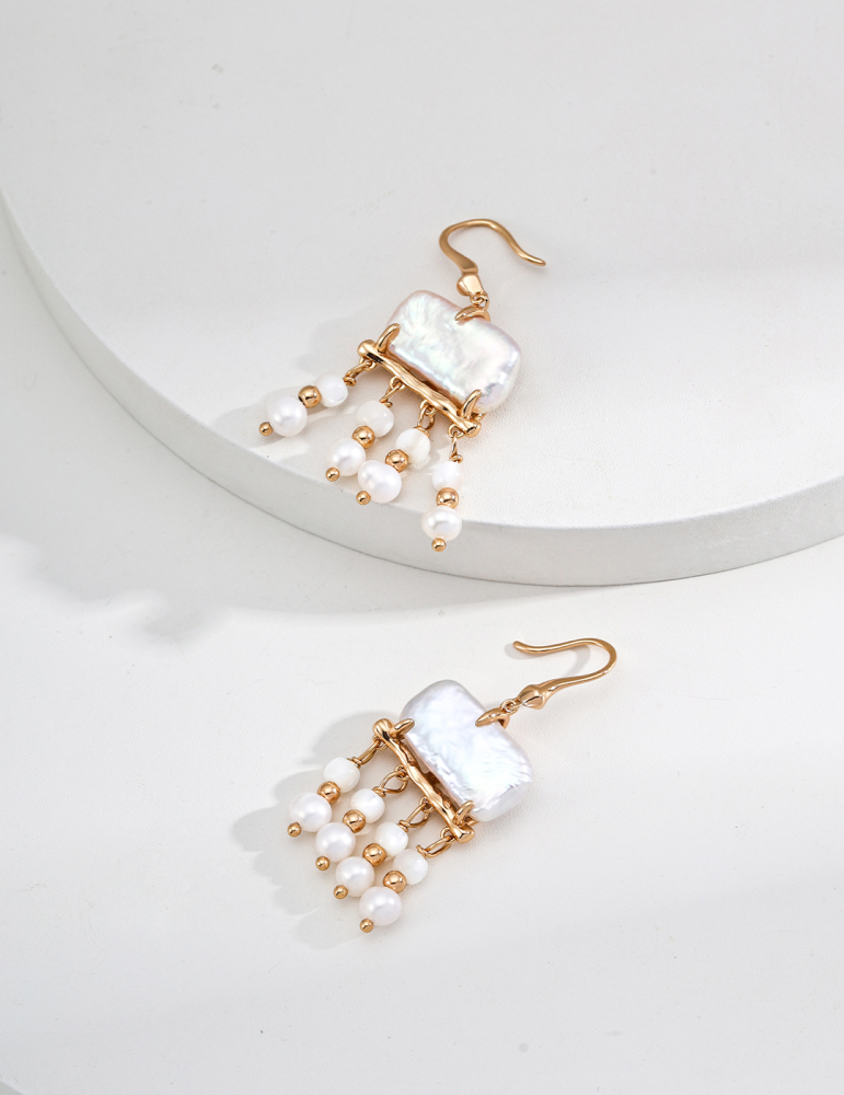 S925 silver natural mother-of-pearl earrings