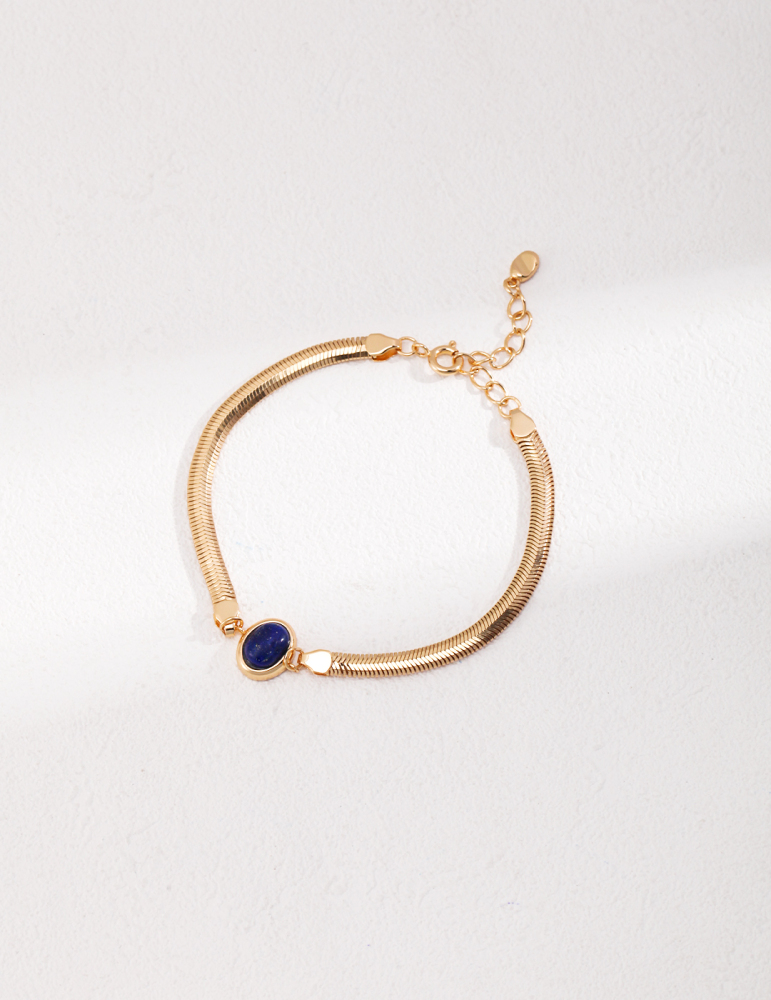 Natural Lapis Lazuli/Tiger's Eye Sterling Silver Bracelet