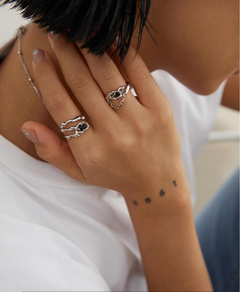 Sterling Silver Inlaid Crystal Ring
