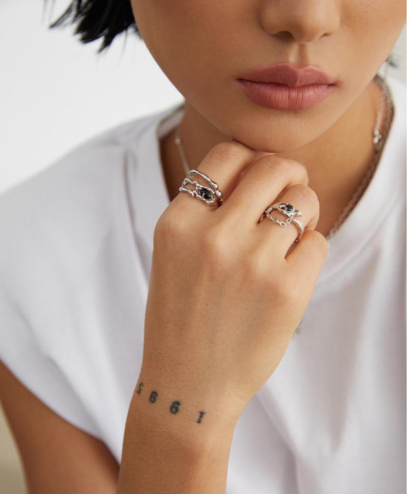 Sterling Silver Inlaid Crystal Ring