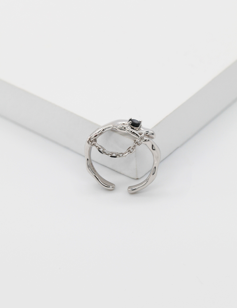 Sterling Silver Inlaid Crystal Ring