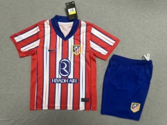 24-25 Atletico Madrid Home Soccer Kids Kit Jersey+Shorts