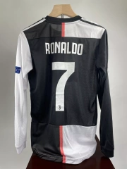 19-20 Cristiano Ronaldo Juventus Home Retro Player Version Soccer Jersey with UCL Patch - Long Sleeve