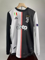 19-20 Cristiano Ronaldo Juventus Home Retro Player Version Soccer Jersey with UCL Patch - Long Sleeve