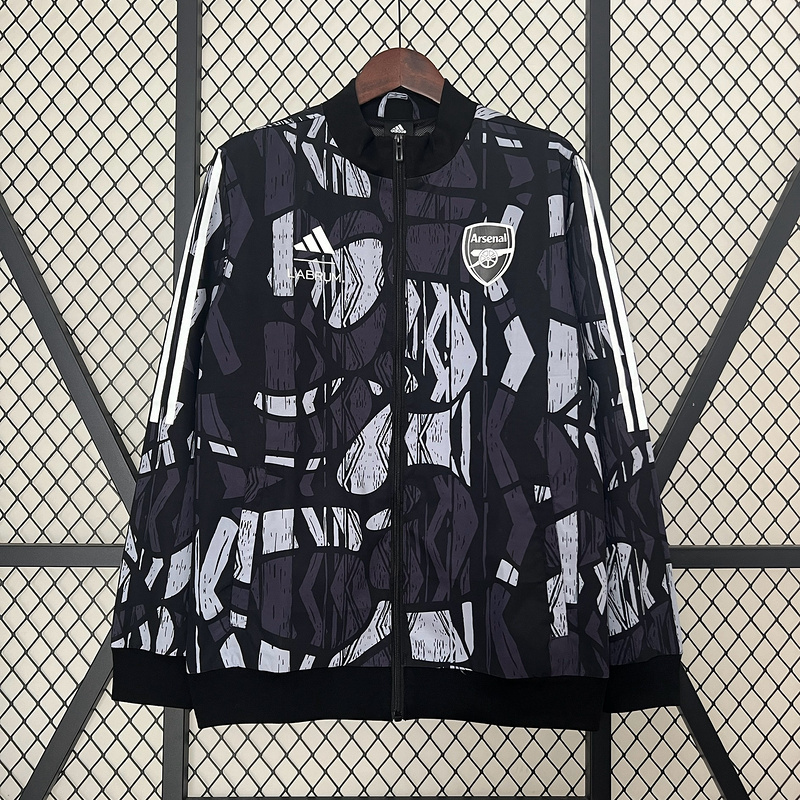 24-25 Arsenal Grey&black Windbreaker Jacket Football
