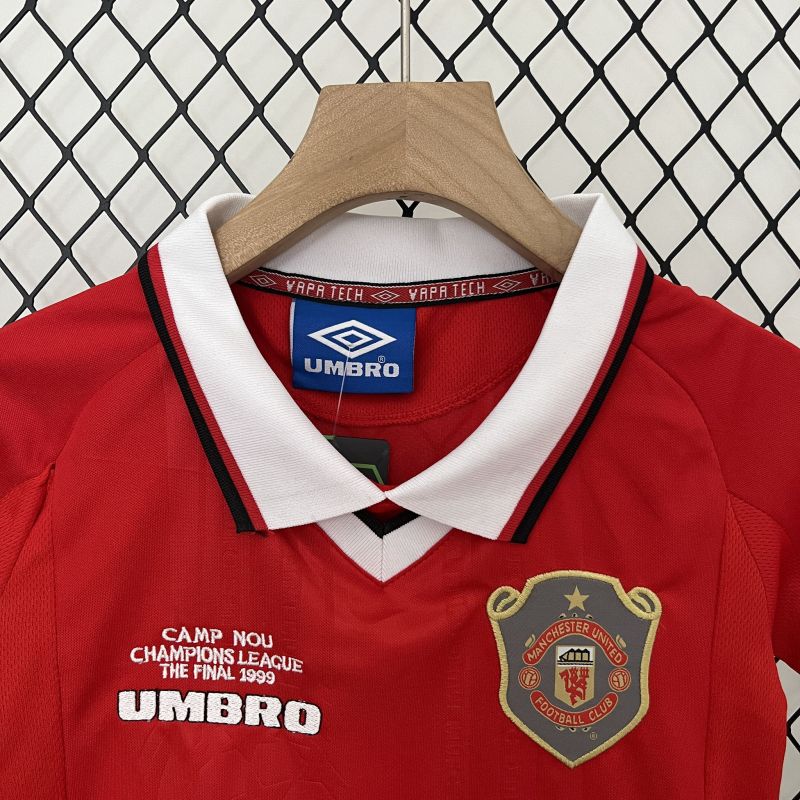 Manchester United 99-00 Home Retro Kid Kits Youth Apparels Jersey