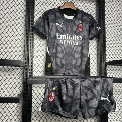 AC Millan 24-25 Goalkeeper Kids Kits Black Youth Apparels Jersey
