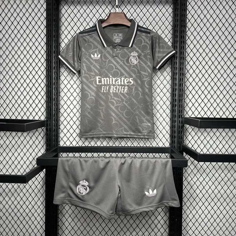 Real Madrid 24-25 Third Away Grey Kids Kits Jersey+Shorts