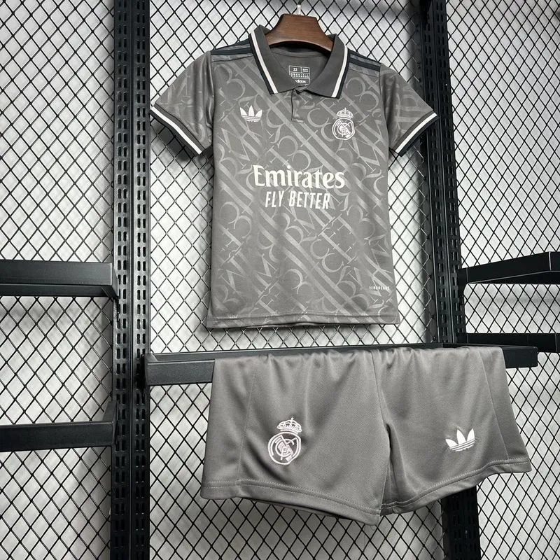 Real Madrid 24-25 Third Away Grey Kids Kits Jersey+Shorts