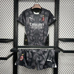 AC Millan 24-25 Goalkeeper Kids Kits Black Youth Apparels Jersey