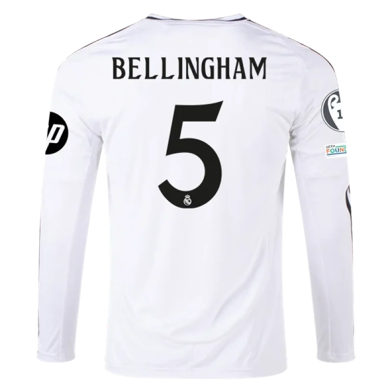 BELLINGHAM #5 Real Madrid Home Long Sleeve Replica Jersey 2024-25