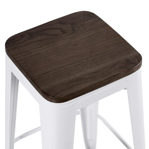 Tolix stool with wooden seat