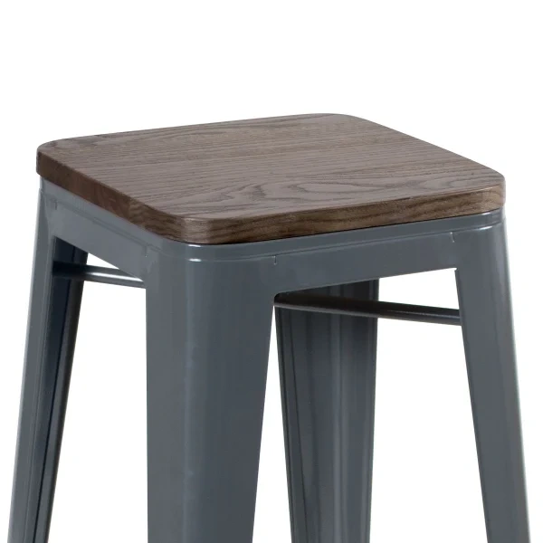 Tolix stool with wooden seat