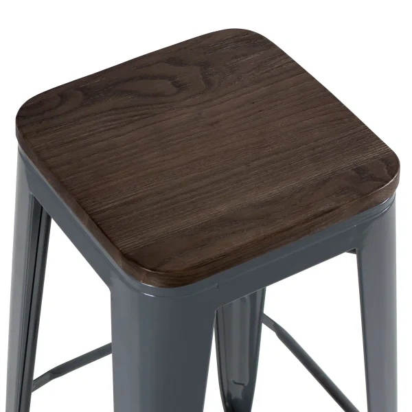 Tolix stool with wooden seat