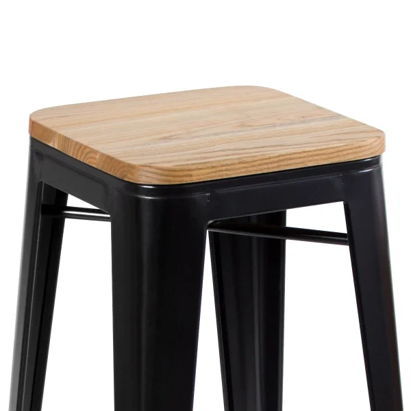 Tolix stool with wooden seat