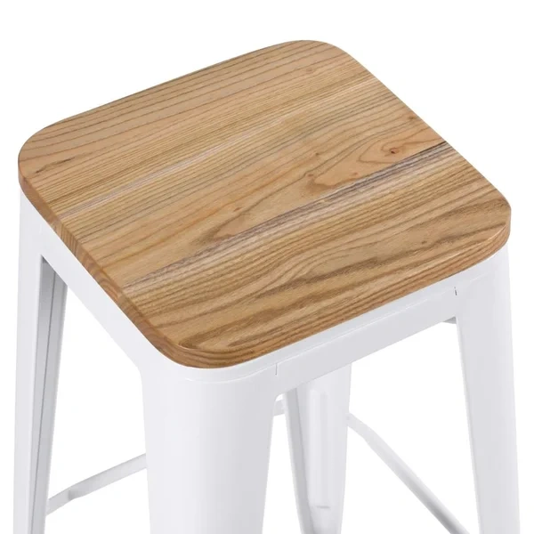 Tolix stool with wooden seat