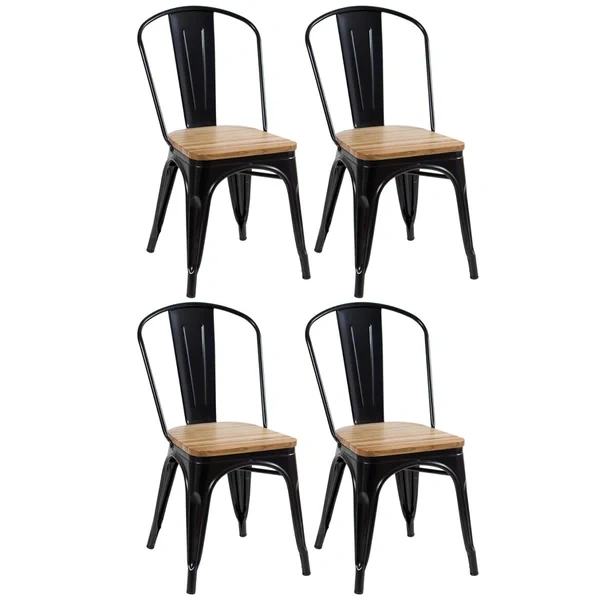 Tolix chairs with wooden seat