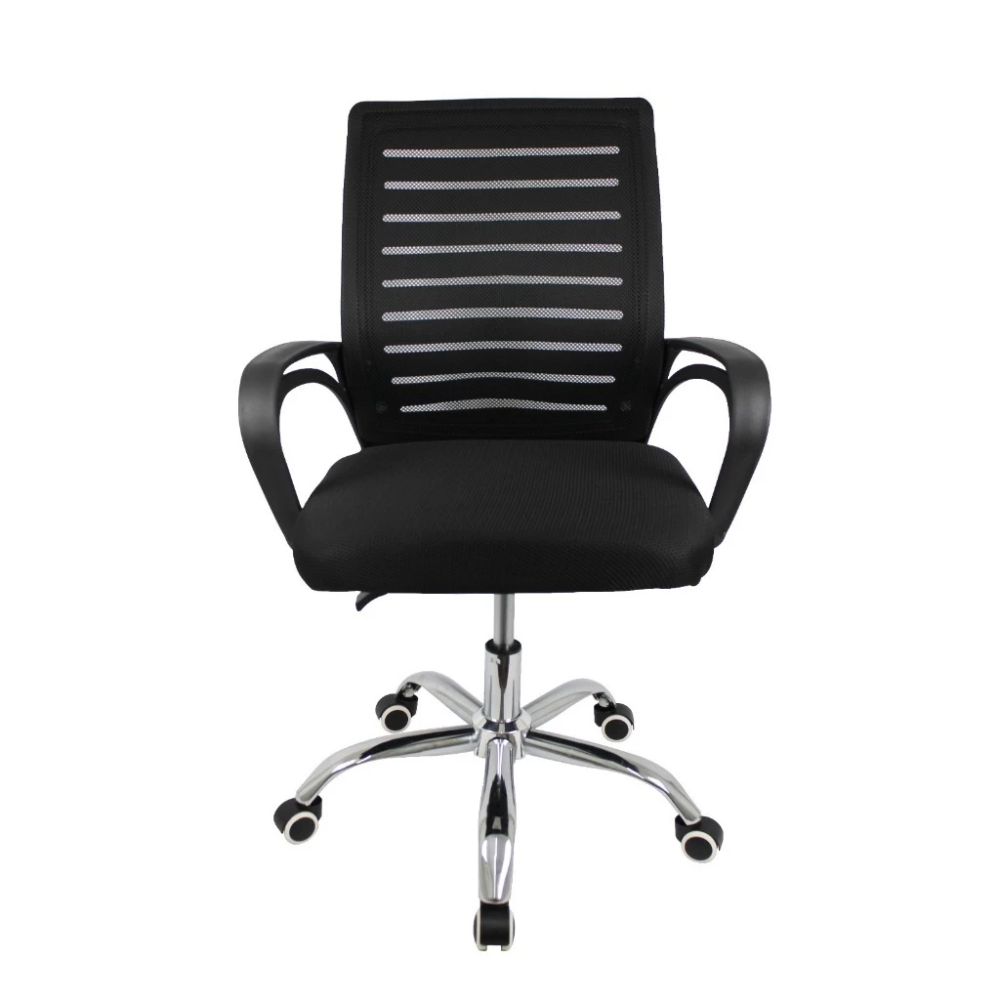 Black Ergonomic Swivel Chair with Mesh Upholstery