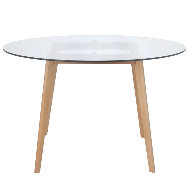 Tempered Glass Modern Minimalist Round Wooden Dining Table