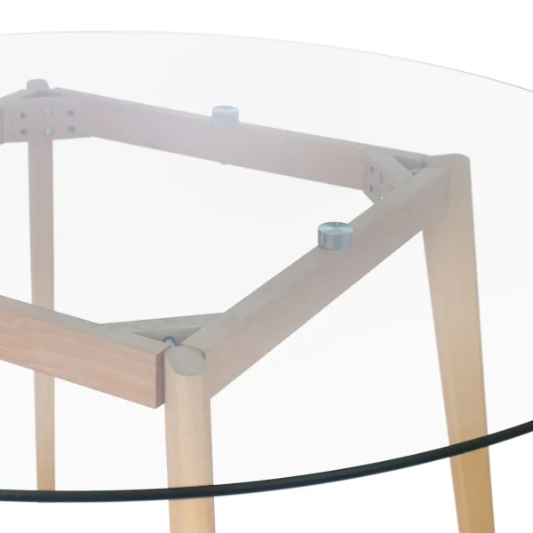 Tempered Glass Modern Minimalist Round Wooden Dining Table