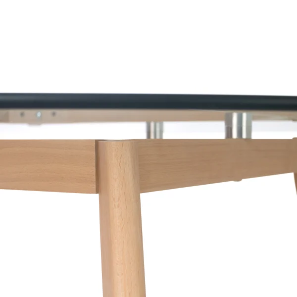 Tempered Glass Modern Minimalist Round Wooden Dining Table