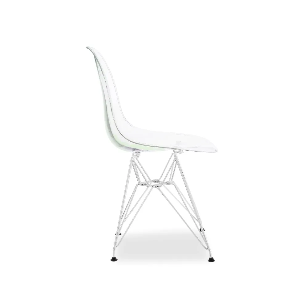 Eames Transparent Chair Chromed Metal Leg
