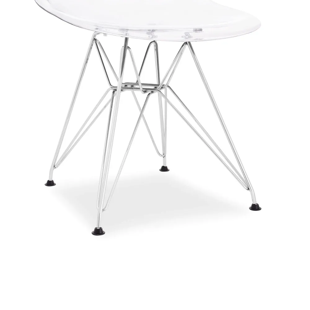 Eames Transparent Chair Chromed Metal Leg