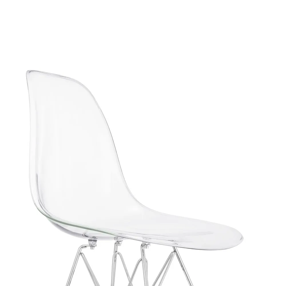 Eames Transparent Chair Chromed Metal Leg