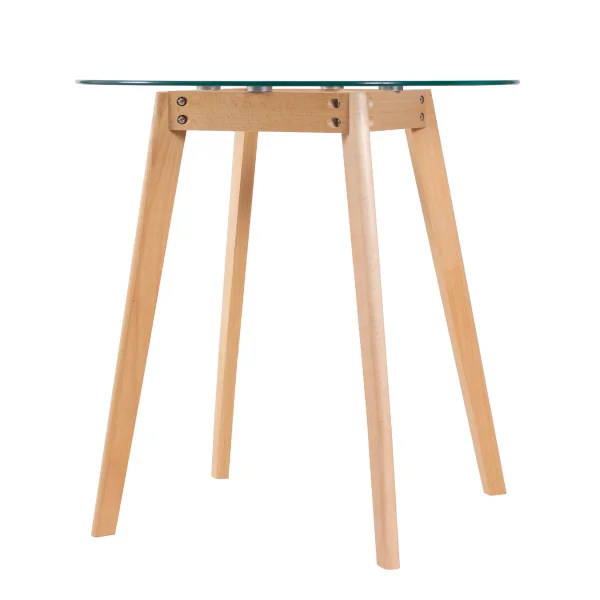 Tempered Glass Modern Minimalist Round Wooden Dining Table