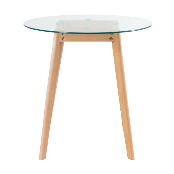 Tempered Glass Modern Minimalist Round Wooden Dining Table