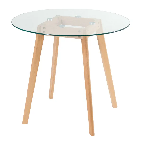 Tempered Glass Modern Minimalist Round Wooden Dining Table