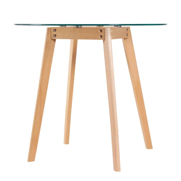 Tempered Glass Modern Minimalist Round Wooden Dining Table