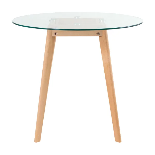 Tempered Glass Modern Minimalist Round Wooden Dining Table