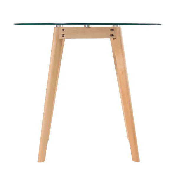Tempered Glass Modern Minimalist Round Wooden Dining Table