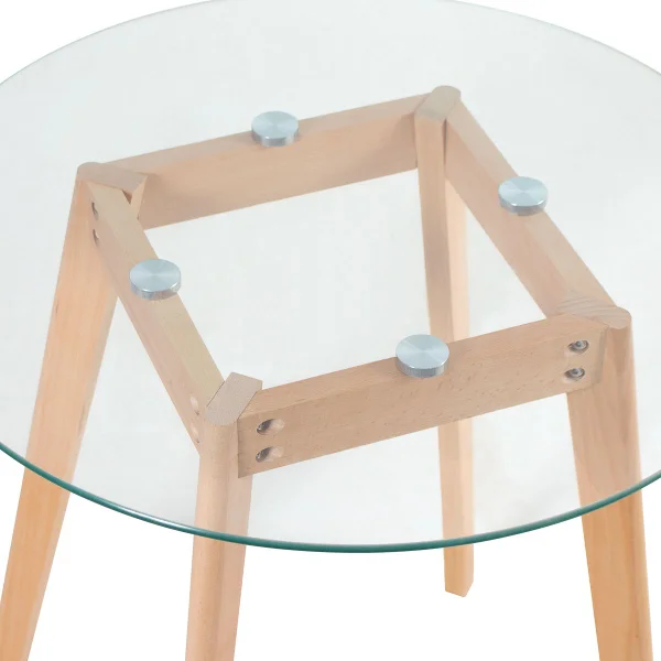 Tempered Glass Modern Minimalist Round Wooden Dining Table
