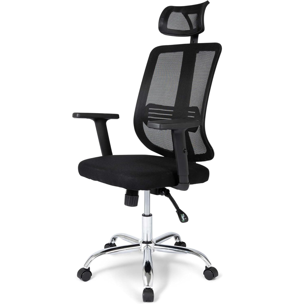 Black Mesh Office Chair With Head Rest
