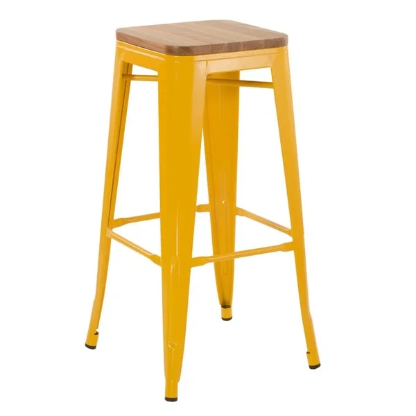 Tolix stool with wooden seat