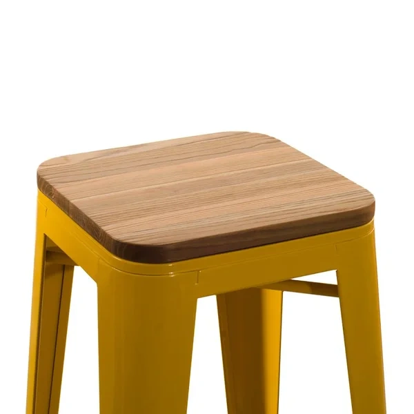 Tolix stool with wooden seat