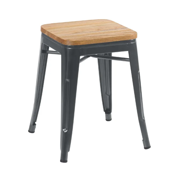Tolix stool 45cm Wood Seat