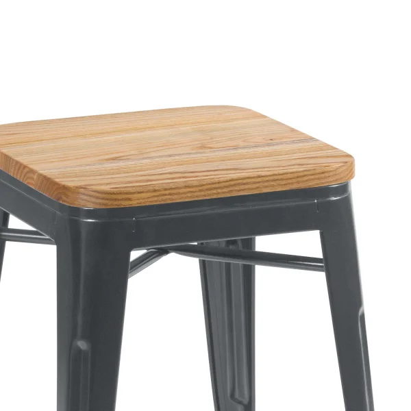 Tolix stool 45cm Wood Seat
