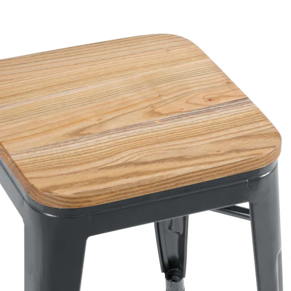 Tolix stool 45cm Wood Seat