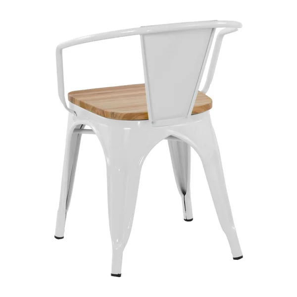 Tolix Arm Chair Wood Seat