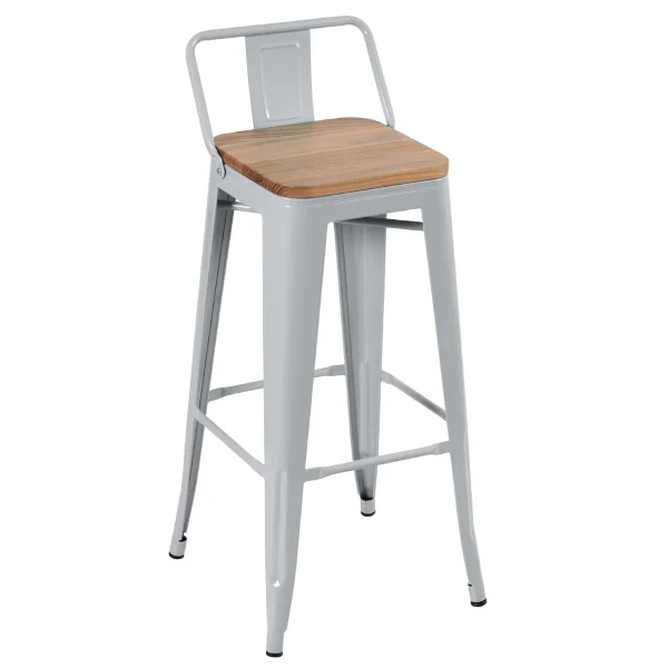 76cm Tolix Stool Wood Seat