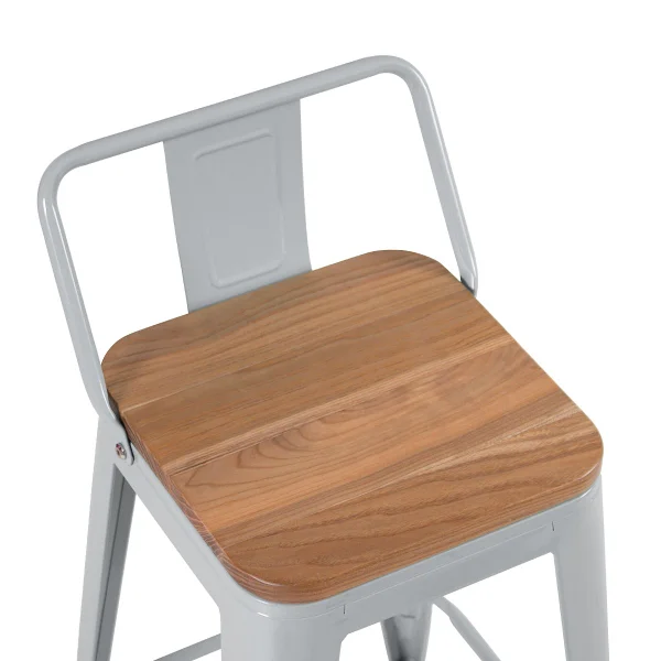 76cm Tolix Stool Wood Seat