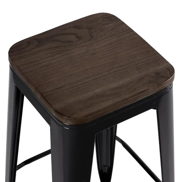 Tolix stool with wooden seat