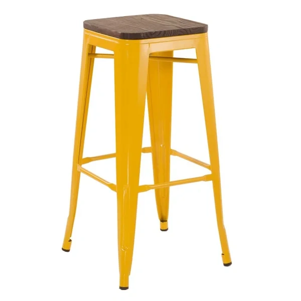 Tolix stool with wooden seat