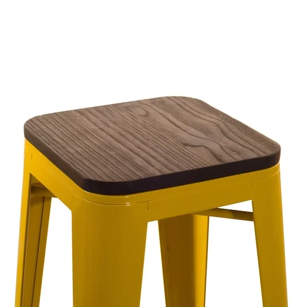 Tolix stool with wooden seat