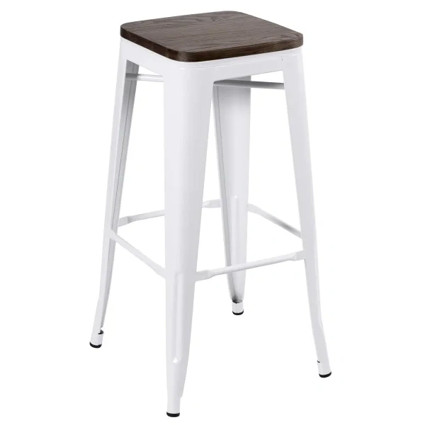 Tolix stool with wooden seat